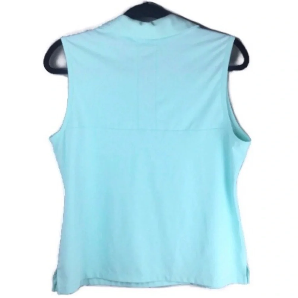Lillie Green Single Button Sleeveless Mint Green Golf Polo Top Size Petite Large - Picture 2 of 8